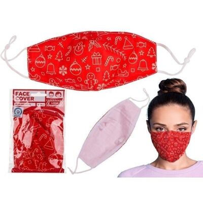Mouth and nose mask, red Christmas pattern,