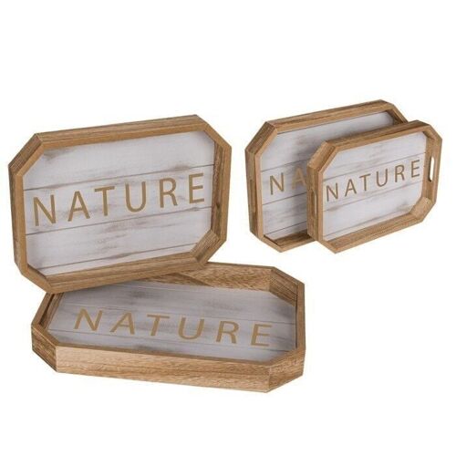 Natur/weißfarbenes Holz-Tablett, Nature,
