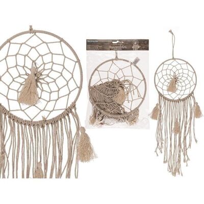Natural colored dream catcher with 4 tassels,