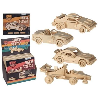 Natural wood 3D puzzle, cars, approx. 4 x 15 cm,