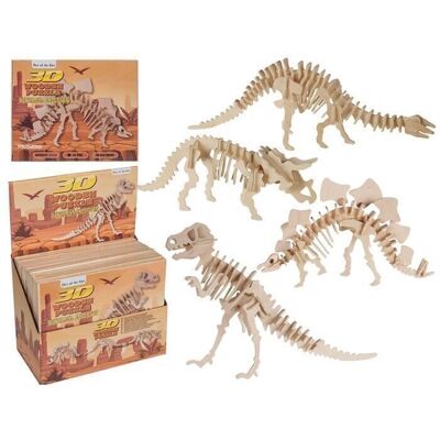 Puzzle 3D en bois naturel, squelette de dinosaure I,