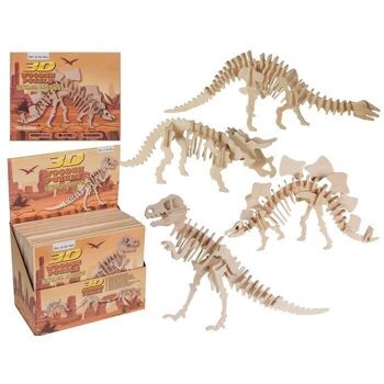 Puzzle 3D en bois naturel, squelette de dinosaure I, 1