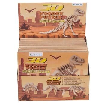 Puzzle 3D en bois naturel, squelette de dinosaure I, 2
