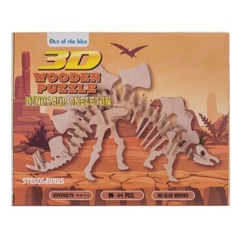 Puzzle 3D en bois naturel, squelette de dinosaure I, 4