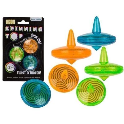 3.8cm Plastic Neon Spinning Top Approx