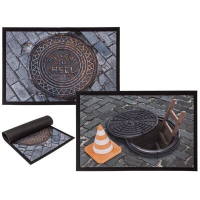 Outdoor doormat, manhole cover, 40 x 60 cm,