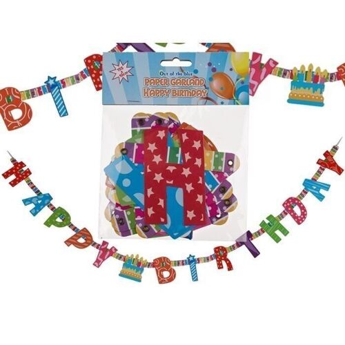 Papier-Girlande, Happy Birthday, L: ca. 1,55 m,