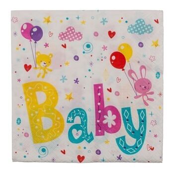 Serviettes en papier, baby party, environ 33 x 33 cm, 3