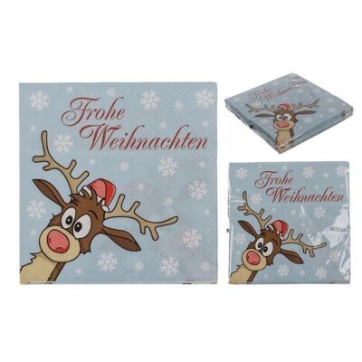 Papier-Servietten, Funny Deer - Frohe Weihnachten,