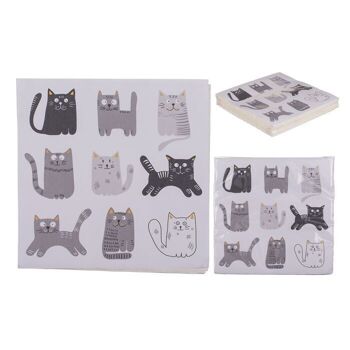 Serviettes en papier, Funny Kitties, environ 33 x 33 cm, 1