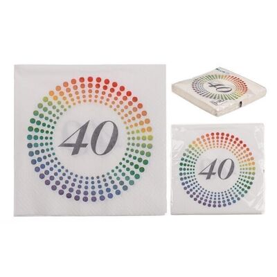 serviettes en papier, anniversaire - 40 ans,