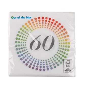serviettes en papier, anniversaire - 60 ans, 2