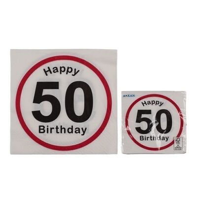 Serviettes en papier, Joyeux Anniversaire - 50,