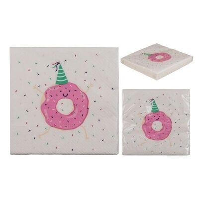 Serviettes en papier, Happy Donut, environ 33 x 33 cm,