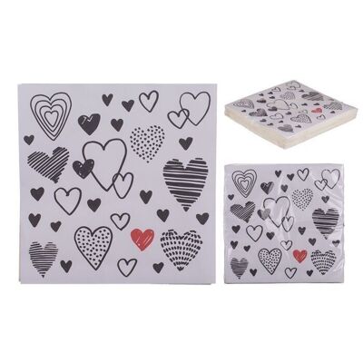 Paper napkins, hearts, approx. 33 x 33 cm,