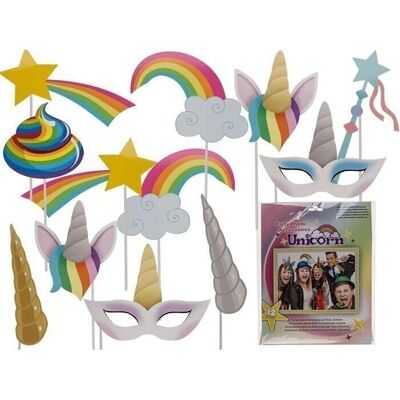 Party photo disguise on stick, unicorn