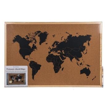 Tableau d'affichage, carte du monde, en liège, environ 40 x 60 cm, 2