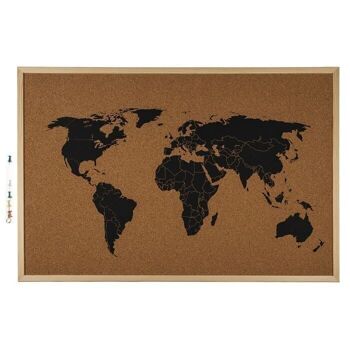 Tableau d'affichage, carte du monde, en liège, environ 40 x 60 cm, 3