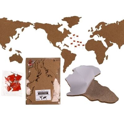 Pin board, world map puzzle, made of cork,