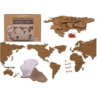 Pinboard, World Map Puzzle, made of cork,