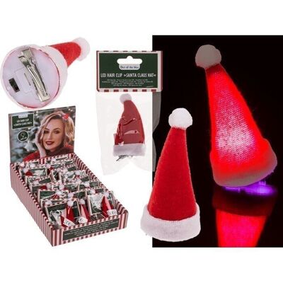 Plush hair clip Santa hat with LED