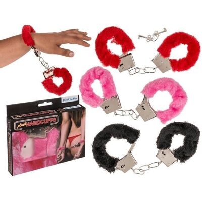 Plush handcuffs, 3 colors sorted,