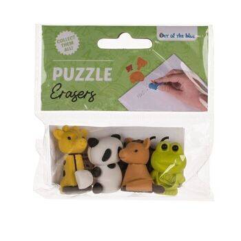 Gomme puzzle, animaux, environ 4 x 2 cm, 4