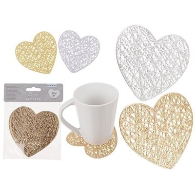 Sottobicchiere in PVC, cuore, circa 11 x 11 cm,
