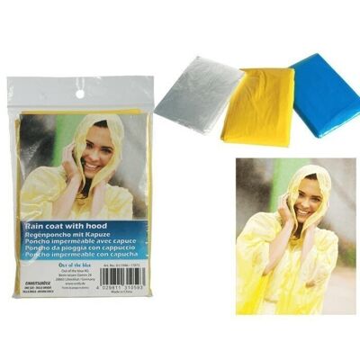 Rain poncho with hood, one size,