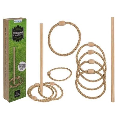 Ring toss game, including 1 wooden stick and 4 rings,