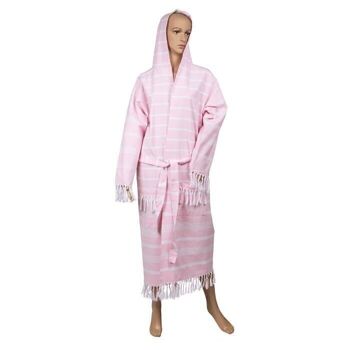 Peignoir Fouta Hammam Rose/Blanc,3 2