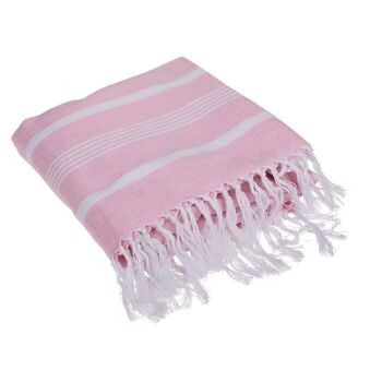 Peignoir Fouta Hammam Rose/Blanc,3 4