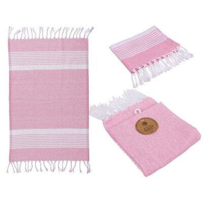 Asciugamano Hammam Fouta rosa/bianco (per sauna e spiaggia),