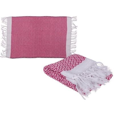Pink/white premium fouta hammam towel