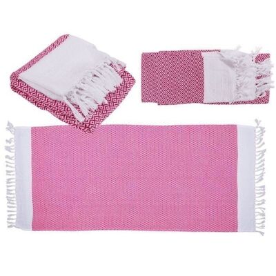 Asciugamano fouta hammam premium rosa/bianco2