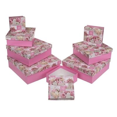 Caja de regalo rosa con rosas y