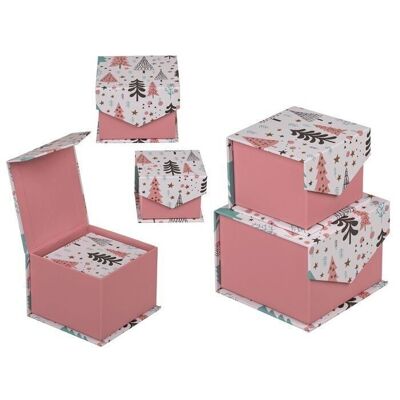 caja de regalo con bisagras rosa,