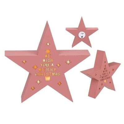 Pink wooden star with LED,