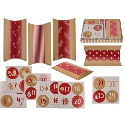 Red/natural colored advent calendar,