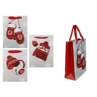 Red & White Paper Gift Bag, Winter