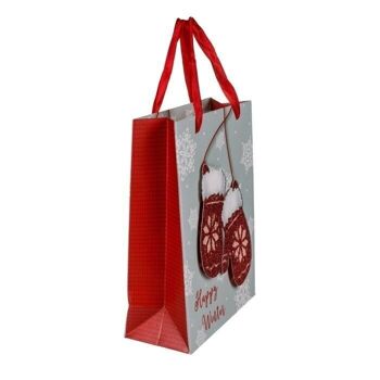 Sac cadeau en papier rouge et blanc, hiver 5