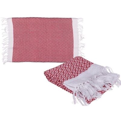 Red/white premium fouta hammam towel