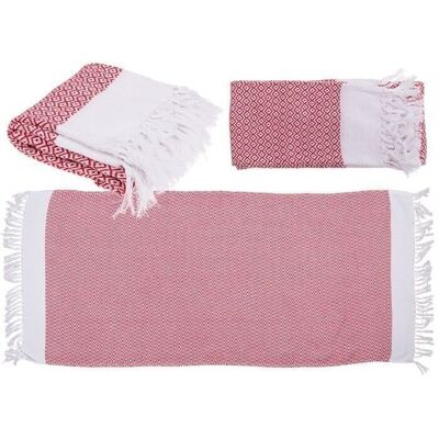 Asciugamano fouta hammam premium rosso/bianco2
