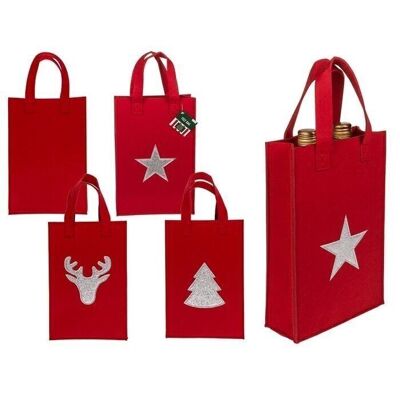 Bolsa de regalo roja, saludos de Navidad, hecha de fieltro,