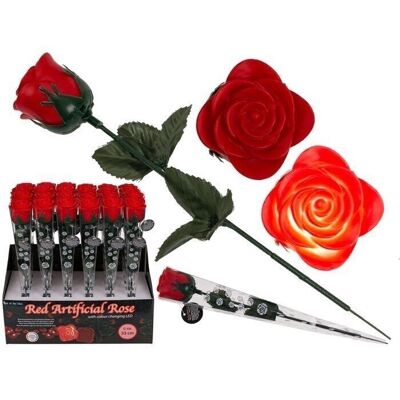 Rose rouge avec LED changeant de couleur (pile incluse)