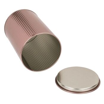 Boîte métallique ronde couleur bronze, design 3D, 3