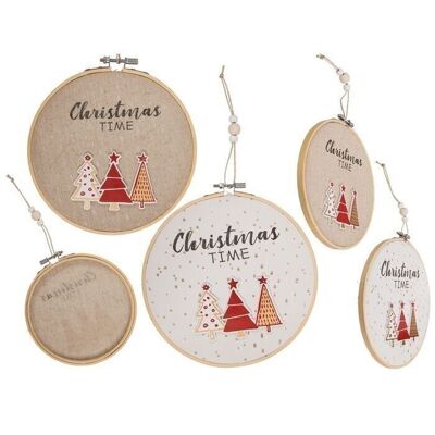 Round wooden frame with jute cover, Christmas Time,2