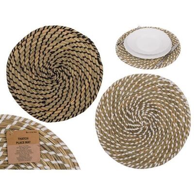 Round straw placemat, D: approx. 32 cm,