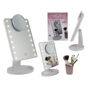 Miroir de maquillage avec 16 LED et miroir grossissant, 1