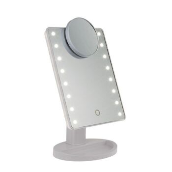 Miroir de maquillage avec 16 LED et miroir grossissant, 3